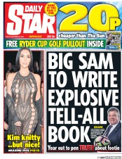 Daily Star (UK) Newspaper Front Page for 30 September 2016