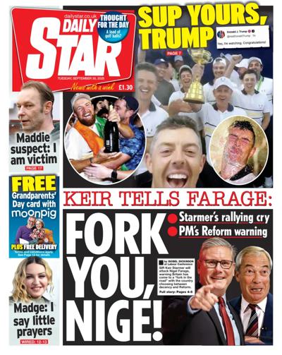 Daily Star Newspaper Front Page (UK) for 30 September 2025