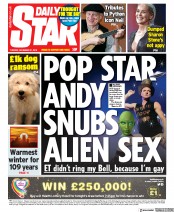 Daily Star (UK) Newspaper Front Page for 31 December 2019