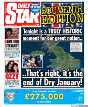 Daily Star (UK) Newspaper Front Page for 31 January 2020