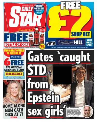 Daily Star Newspaper Front Page (UK) for 31 January 2026