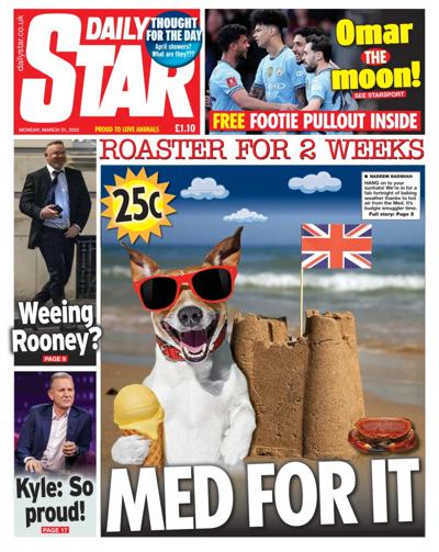 Daily Star Newspaper Front Page (UK) for 31 March 2025