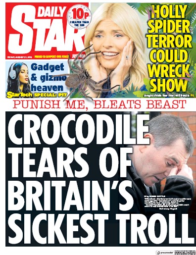 Daily Star Newspaper Front Page (UK) for 31 August 2018