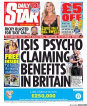 Daily Star (UK) Newspaper Front Page for 31 August 2019