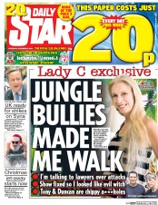 Daily Star (UK) Newspaper Front Page for 3 December 2015