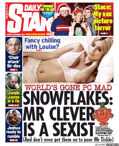 Daily Star Newspaper Front Page (UK) for 3 December 2019