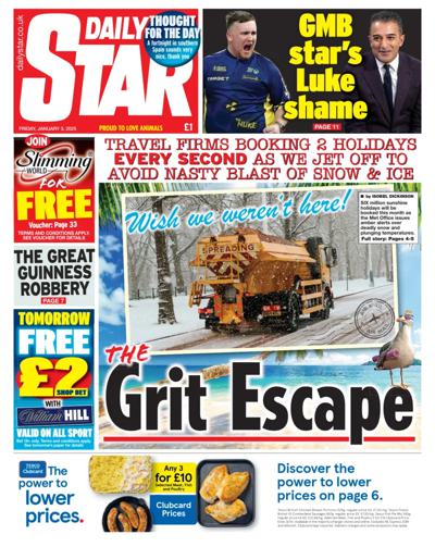 Daily Star Newspaper Front Page (UK) for 3 January 2025