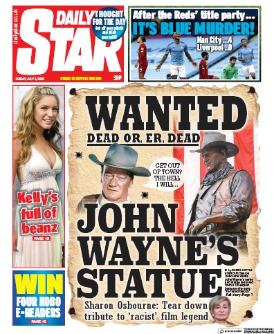 Daily Star Newspaper Front Page (UK) for 3 July 2020