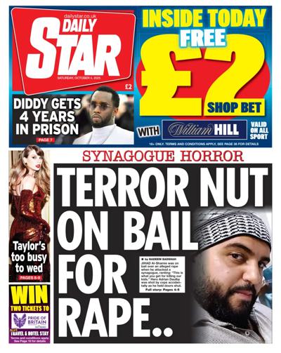 Daily Star Newspaper Front Page (UK) for 4 October 2025