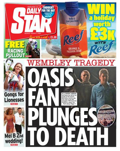 Daily Star Newspaper Front Page (UK) for 4 August 2025