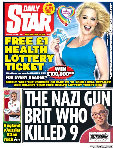 Daily Star Newspaper Front Page (UK) for 5 October 2015