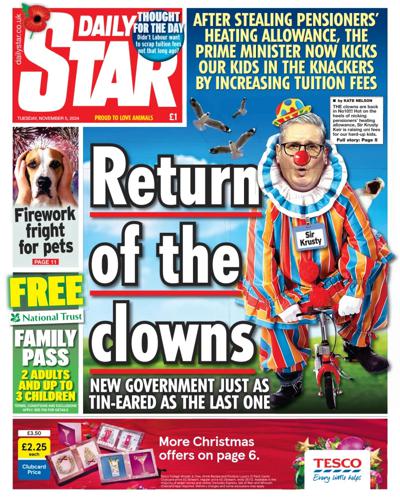 Daily Star Newspaper Front Page (UK) for 5 November 2024