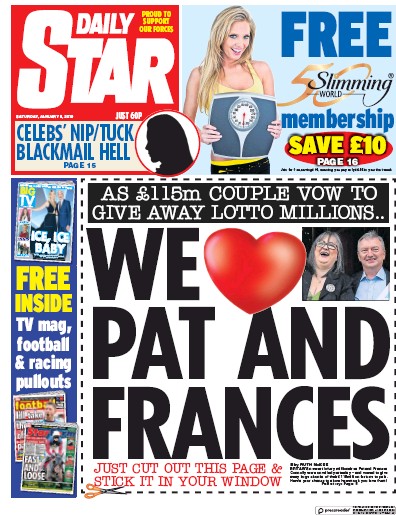 Daily Star Newspaper Front Page (UK) for 5 January 2019