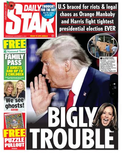 Daily Star Newspaper Front Page (UK) for 6 November 2024