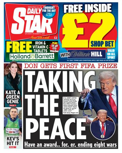 Daily Star Newspaper Front Page (UK) for 6 December 2025