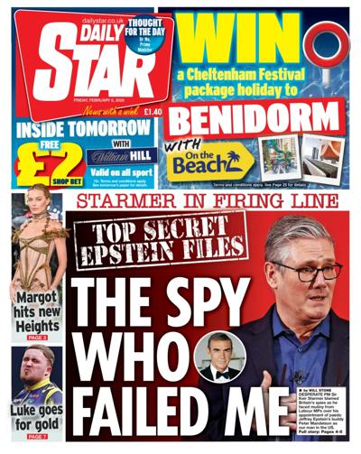 Daily Star Newspaper Front Page (UK) for 6 February 2026