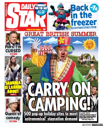 Daily Star Newspaper Front Page (UK) for 6 April 2021