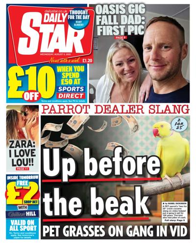 Daily Star Newspaper Front Page (UK) for 6 August 2025