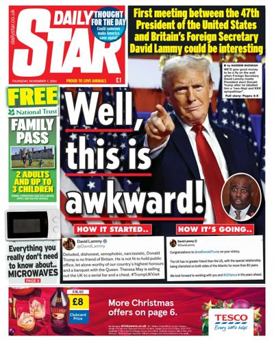 Daily Star Newspaper Front Page (UK) for 7 November 2024