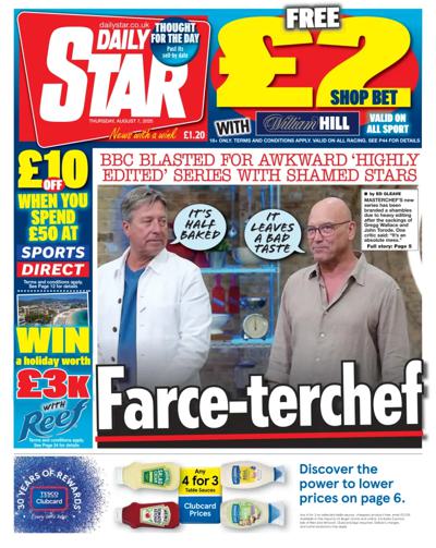 Daily Star Newspaper Front Page (UK) for 7 August 2025