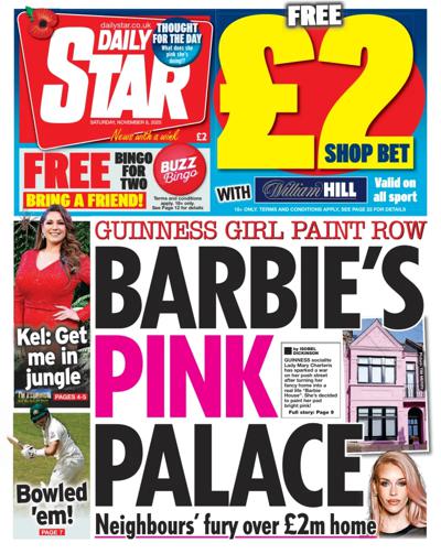 Daily Star Newspaper Front Page (UK) for 8 November 2025