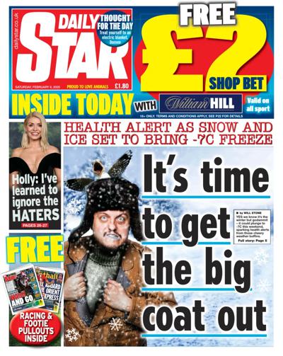 Daily Star Newspaper Front Page (UK) for 8 February 2025