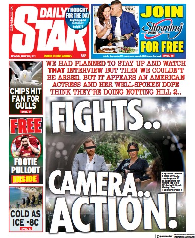 Daily Star Newspaper Front Page (UK) for 8 March 2021