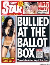 Daily Star (UK) Newspaper Front Page for 8 May 2015