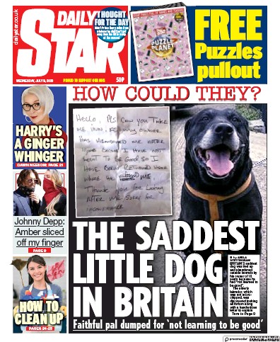 Daily Star Newspaper Front Page (UK) for 8 July 2020