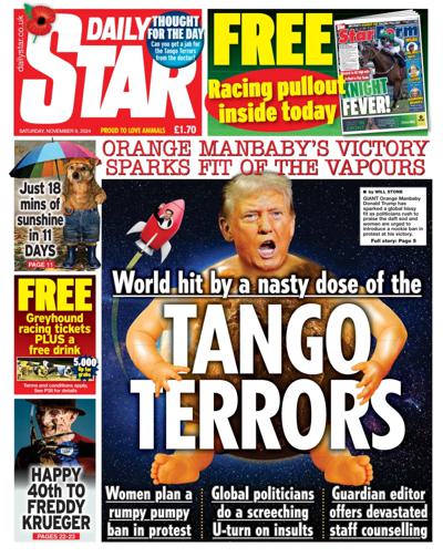 Daily Star Newspaper Front Page (UK) for 9 November 2024