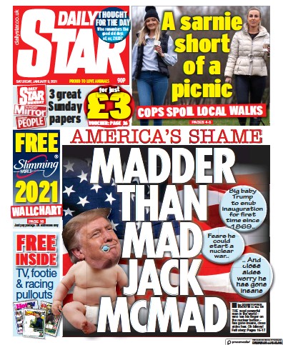 Daily Star Newspaper Front Page (UK) for 9 January 2021