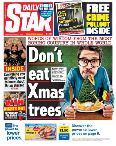 Daily Star Newspaper Front Page (UK) for 9 January 2025