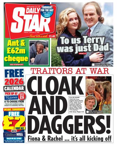 Daily Star Newspaper Front Page (UK) for 9 January 2026