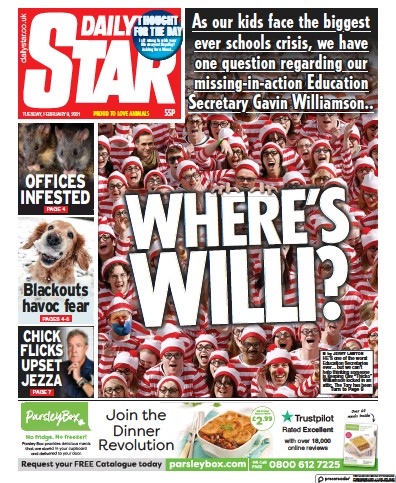 Daily Star Newspaper Front Page (UK) for 9 February 2021