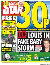 Daily Star (UK) Newspaper Front Page for 9 April 2016