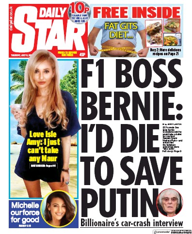 Daily Star Newspaper Front Page (UK) for 9 July 2019