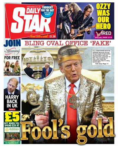 Daily Star Newspaper Front Page (UK) for 9 September 2025