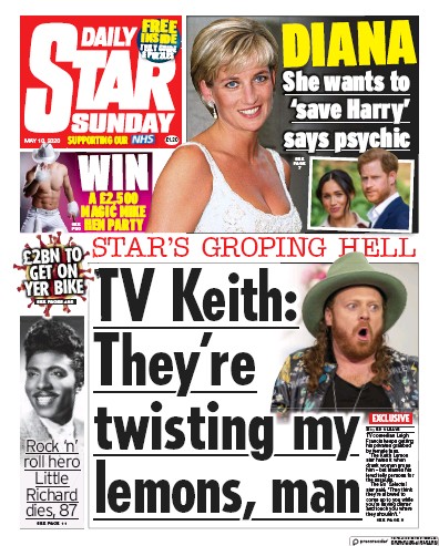 Daily Star Sunday Newspaper Front Page (UK) for 10 May 2020