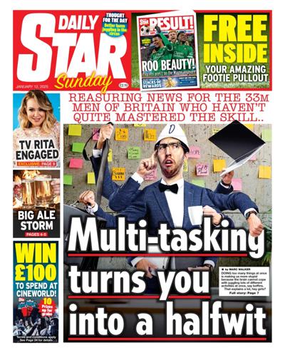 Daily Star Sunday Newspaper Front Page (UK) for 12 January 2025