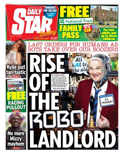 Daily Star Sunday Newspaper Front Page (UK) for 13 July 2025