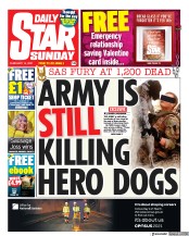 Daily Star Sunday (UK) Newspaper Front Page for 14 February 2021