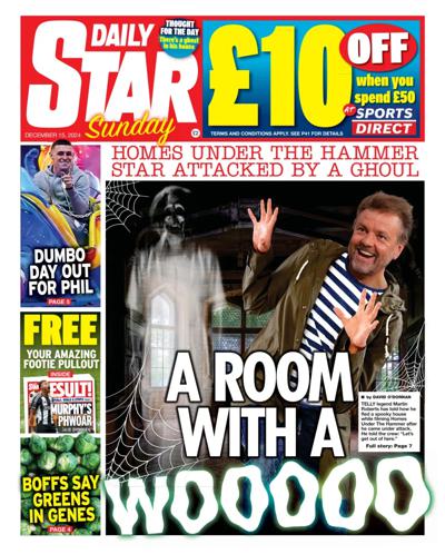 Daily Star Sunday Newspaper Front Page (UK) for 15 December 2024