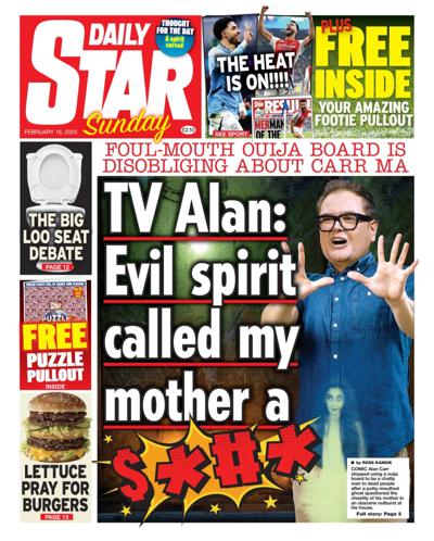 Daily Star Sunday Newspaper Front Page (UK) for 16 February 2025