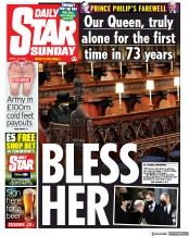 Daily Star Sunday (UK) Newspaper Front Page for 18 April 2021