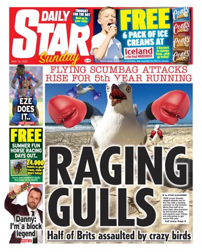Daily Star Sunday Newspaper Front Page (UK) for 18 May 2025
