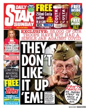 Daily Star Sunday (UK) Newspaper Front Page for 18 July 2021