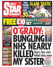 Daily Star Sunday (UK) Newspaper Front Page for 20 March 2016