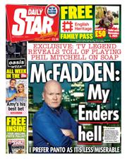 Daily Star Sunday front page for 21 September 2025