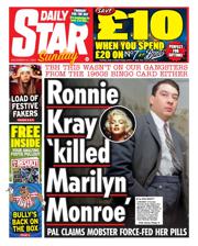 Daily Star Sunday front page for 22 December 2024