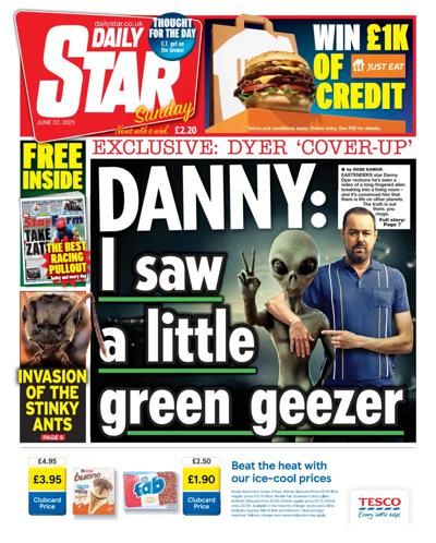 Daily Star Sunday Newspaper Front Page (UK) for 22 June 2025